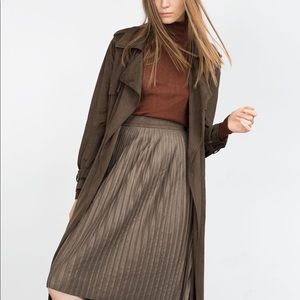 Zara suede pleated skirt